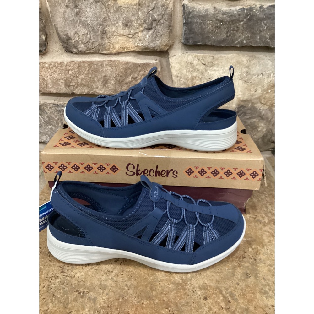 Skechers Relaxed Fit Luxe Foam Navy New Cool Sweet Promise Sandals Size 9 Women